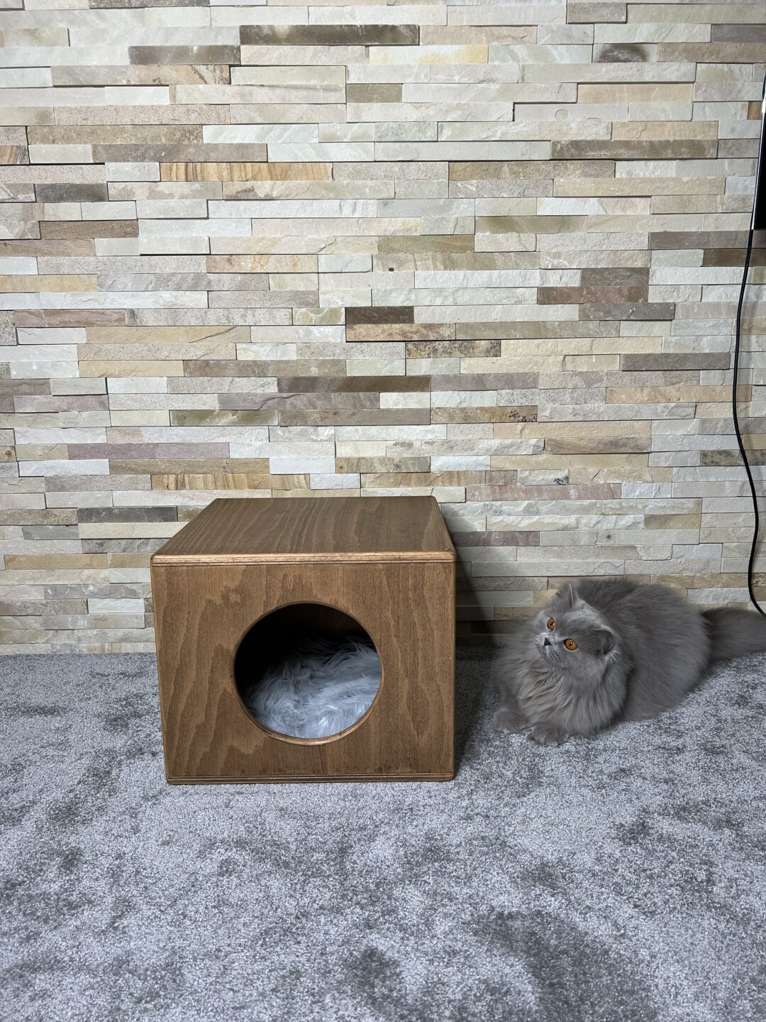 Boudička pro kočky s kožešinou uvnitř (šedá) - Image 8